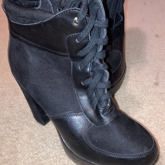 Black combat boots  high heel boots - Picture 2 of 5